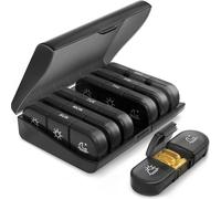 Pill Organizer 3 Times A Day, Portable Travel Pill Box 7 Day (black)