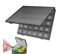 Pill Organizer - 31 Day Container | Monthly Medication Dispenser - Hand Opening Pill Box - 21.2x17.6cm Large PP Case with 31 Compartments, Ideal for Daily Organization and Long-Term