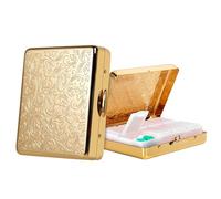 Pill Organizer 7 Days 8 Compartments, Travel Metal Pill Box, BPA-Free Portable Pill Box (Gold, Median)