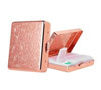 Pill Organizer 7 Days 8 Compartments, Travel Metal Pill Box, BPA-Free Portable Pill Box (Pink, Median)