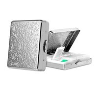 Pill Organizer 7 Days 8 Compartments, Travel Metal Pill Box, BPA-Free Portable Pill Box (Silver, Median)