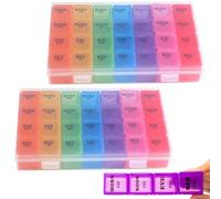 Pill Organizer, Box Organiser 7 Days, Tablet Dispenser - Large 28-Compartment Capacity with Secure Lock Design, Ideal for Daily Medication & Travel Use (2 Pcs)