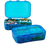 Pill Organizer Case - (Pack of 2) Portable 6 Compartment Daily Travel Medicine Reminder Box for Your Pills, Medications, Supplements, Vitamins and Fish Oils, Blue