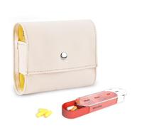 Pill Organizer,Czzmy Weekly Travel Pill Case Box Medication Reminder Daily AM PM, Day Night 7 Compartments,for 4 Times A Day, 7 Days a Week-Includes Leather PU Carrying Case(1-Wood Black)