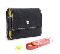 Pill Organizer,Czzmy Weekly Travel Pill Case Box Medication Reminder Daily AM PM, Day Night 7 Compartments,for 4 Times A Day, 7 Days a Week-Includes Leather PU Carrying Case(1-Wood Green)