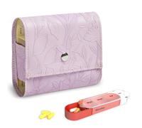Pill Organizer,Czzmy Weekly Travel Pill Case Box Medication Reminder Daily AM PM, Day Night 7 Compartments,for 4 Times A Day, 7 Days a Week-Includes Leather PU Carrying Case(1-Carved Purple)