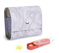 Pill Organizer,Czzmy Weekly Travel Pill Case Box Medication Reminder Daily AM PM, Day Night 7 Compartments,for 4 Times A Day, 7 Days a Week-Includes Leather PU Carrying Case(1-Carved Grey)