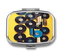 Pill Organizer for Vinyl Records and Tapes 2 Compartments Small Pill Case Pocket Wallet Portable Travel Pill Case Metal Medicine Organizer