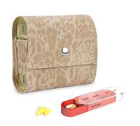 Pill Organizer,Haecsfl Weekly Travel Pill Case Box Medication Reminder Daily AM PM, Day Night 7 Compartments,for 4 Times A Day, 7 Days a Week-Includes Leather PU Carrying Case(1-Leopard Pink)