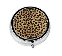 Pill Organizer,Leopard Animal Print Round Pill Box 3 Compartment Decorative Pocket Purse Portable Mini Travel Medicine Tablet Vitamin Holder Organizer Pill Case