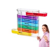 Pill Organizer - Medicine Organizer with 28 Compartments for 7 Days, Portable Storage for 13cm Tablets | Daily Pill Planner Case with Block Mechanism