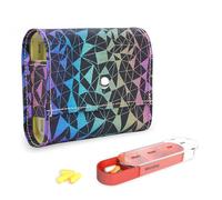 Pill Organizer,Mtzmy Weekly Travel Pill Case Box Medication Reminder Daily AM PM, Day Night 7 Compartments,for 4 Times A Day, 7 Days a Week-Includes Leather PU Carrying Case(1-Triangle Black)
