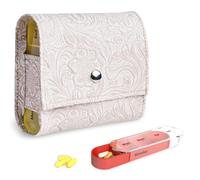 Pill Organizer,Mtzmy Weekly Travel Pill Case Box Medication Reminder Daily AM PM, Day Night 7 Compartments,for 4 Times A Day, 7 Days a Week-Includes Leather PU Carrying Case(1-Carved White)