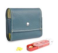 Pill Organizer,Mtzmy Weekly Travel Pill Case Box Medication Reminder Daily AM PM, Day Night 7 Compartments,for 4 Times A Day, 7 Days a Week-Includes Leather PU Carrying Case(1-Lichee Green)