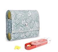 Pill Organizer,Mtzmy Weekly Travel Pill Case Box Medication Reminder Daily AM PM, Day Night 7 Compartments,for 4 Times A Day, 7 Days a Week-Includes Leather PU Carrying Case(1-Butterfly Blue)