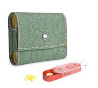 Pill Organizer,Mtzmy Weekly Travel Pill Case Box Medication Reminder Daily AM PM, Day Night 7 Compartments,for 4 Times A Day, 7 Days a Week-Includes Leather PU Carrying Case(1-Lace Green1)