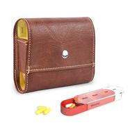 Pill Organizer,Mtzmy Weekly Travel Pill Case Box Medication Reminder Daily AM PM, Day Night 7 Compartments,for 4 Times A Day, 7 Days a Week-Includes Leather PU Carrying Case(1-Crazy Dark Brown)