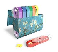 Pill Organizer,Mtzmy Weekly Travel Pill Case Box Medication Reminder Daily AM PM, Day Night 7 Compartments,for 4 Times A Day, 7 Days a Week-Includes Leather PU Carrying Case(1-Peach Blossom)