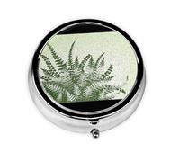 Pill Organizer,Natural Plant Fern Leaf Round Pill Box 3 Compartment Decorative Pocket Purse Portable Mini Travel Medicine Tablet Vitamin Holder Organizer Pill Case