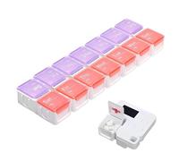Pill Organizer - Pill Box | Pill Box Reminder | Travel Weekly Pill Organizer | Tablet Organizer | 14 Grids Rainbow Pill Box with Alarm for People