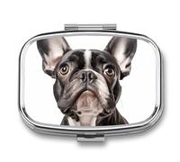 Pill Organizer, Portable Pill Box, Travel 7 Day Pillcase A French Bulldog Medicine Organizer 2 Compartments Medicine Container for Vitamins, Medications, Fish Oil and Supplements