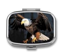 Pill Organizer, Portable Pill Box, Travel 7 Day Pillcase Bald Eagle Medicine Organizer 2 Compartments Medicine Container for Vitamins, Medications, Fish Oil and Supplements
