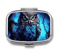 Pill Organizer, Portable Pill Box, Travel 7 Day Pillcase Blue Owl Medicine Organizer 2 Compartments Medicine Container for Vitamins, Medications, Fish Oil and Supplements
