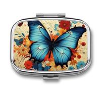 Pill Organizer, Portable Pill Box, Travel 7 Day Pillcase Butterfly Medicine Organizer 2 Compartments Medicine Container for Vitamins, Medications, Fish Oil and Supplements