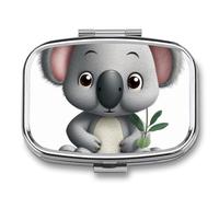 Pill Organizer, Portable Pill Box, Travel 7 Day Pillcase Cartoon Koala Medicine Organizer 2 Compartments Medicine Container for Vitamins, Medications, Fish Oil and Supplements