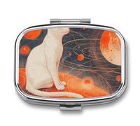 Pill Organizer, Portable Pill Box, Travel 7 Day Pillcase Cats and Planets Medicine Organizer 2 Compartments Medicine Container for Vitamins, Medications, Fish Oil and Supplements