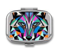 Pill Organizer, Portable Pill Box, Travel 7 Day Pillcase Coyote, Wolf Beast Medicine Organizer 2 Compartments Medicine Container for Vitamins, Medications, Fish Oil and Supplements