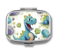 Pill Organizer, Portable Pill Box, Travel 7 Day Pillcase Cute Dinosaur Medicine Organizer 2 Compartments Medicine Container for Vitamins, Medications, Fish Oil and Supplements