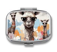 Pill Organizer, Portable Pill Box, Travel 7 Day Pillcase Cute Giraffe with Colors Sunglasses Funny Medicine Organizer 2 Compartments Medicine Container for Vitamins, Medications, Fish Oil And Suppleme