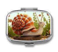 Pill Organizer, Portable Pill Box, Travel 7 Day Pillcase Cute Snail Medicine Organizer 2 Compartments Medicine Container for Vitamins, Medications, Fish Oil and Supplements