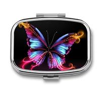 Pill Organizer, Portable Pill Box, Travel 7 Day Pillcase Dancing Butterfly Medicine Organizer 2 Compartments Medicine Container for Vitamins, Medications, Fish Oil and Supplements