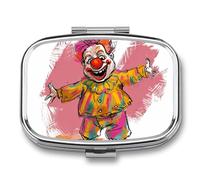 Pill Organizer, Portable Pill Box, Travel 7 Day Pillcase Funny Clown Character Medicine Organizer 2 Compartments Medicine Container for Vitamins, Medications, Fish Oil and Supplements