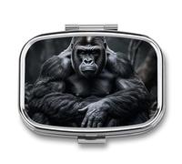 Pill Organizer, Portable Pill Box, Travel 7 Day Pillcase Gorilla on The Ground Medicine Organizer 2 Compartments Medicine Container for Vitamins, Medications, Fish Oil and Supplements