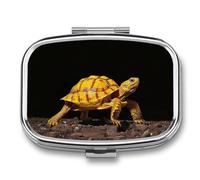 Pill Organizer, Portable Pill Box, Travel 7 Day Pillcase Turtle Ground Walking Medicine Organizer 2 Compartments Medicine Container for Vitamins, Medications, Fish Oil and Supplements