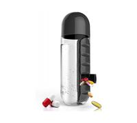 Pill Organizer Water Bottle 7 Day Medicine Holder with Weekly Dispensers Capsule Drink Bottle Black