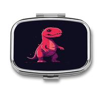 Pill Organizer Waterproof Pocket Pill Box Portable an Anime Red Dinosaur Pill Case for Pocket Purse Medicine Organizer
