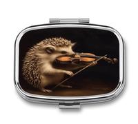 Pill Organizer Waterproof Pocket Pill Box Portable Animal Hedgehog Music Violin Pill Case for Pocket Purse Medicine Organizer