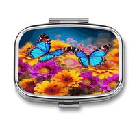 Pill Organizer Waterproof Pocket Pill Box Portable Colorful Butterfly Flower Pill Case for Pocket Purse Medicine Organizer