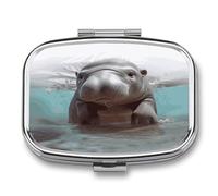 Pill Organizer Waterproof Pocket Pill Box Portable Cute Hippo Pill Case for Pocket Purse Medicine Organizer