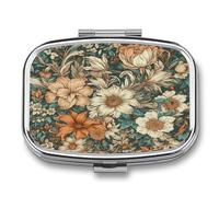 Pill Organizer Waterproof Pocket Pill Box Portable Retro Natural Pattern Pill Case for Pocket Purse Medicine Organizer