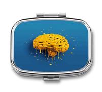 Pill Organizer Waterproof Pocket Pill Box Portable Yellow Brain Pill Case for Pocket Purse Medicine Organizer