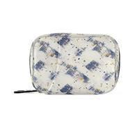 Pill Organizer Weekly Crosshatch Zipper Pill Case for Travel Medication Container Pills Box 7 Day Blue and Ivory White
