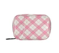 Pill Organizer Weekly Gingham Plaid Zipper Pill Case for Travel Medication Container Pills Box 7 Day Magenta