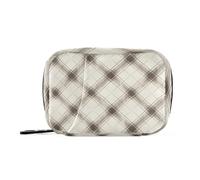 Pill Organizer Weekly Gingham Plaid Zipper Pill Case for Travel Medication Container Pills Box 7 Day Ivory White