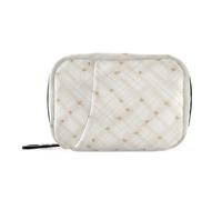 Pill Organizer Weekly Ivory White Gingham Zipper Pill Case for Travel Medication Container Pills Box 7 Day