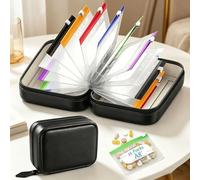 Pill Organizer with 14PCS Clear Zipper Bags Inside, Waterproof Portable Travel Pill Box, Medication Organiser Handbag Organiser Storage Holder for Daily Supplements Medicine Case (Black B)